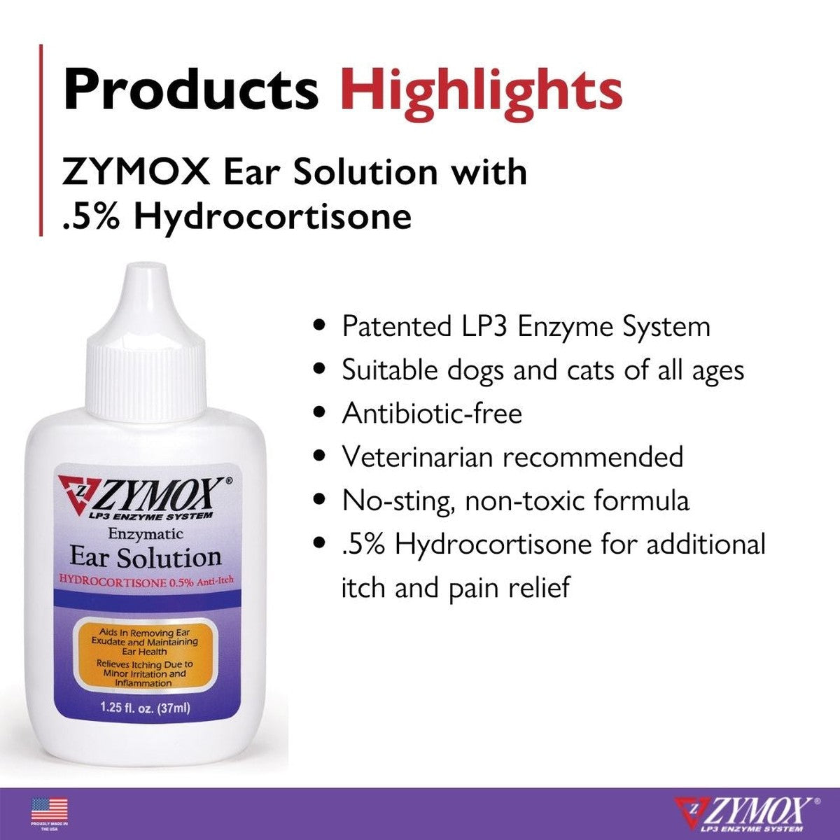 Zymox Ear Solution with .5% hydrocortisone ZYMOX