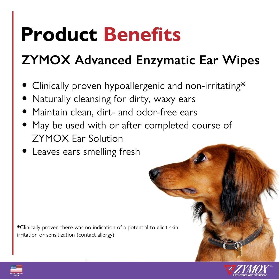 ZYMOX Advanced Enzymatic Ear Wipes ZYMOX