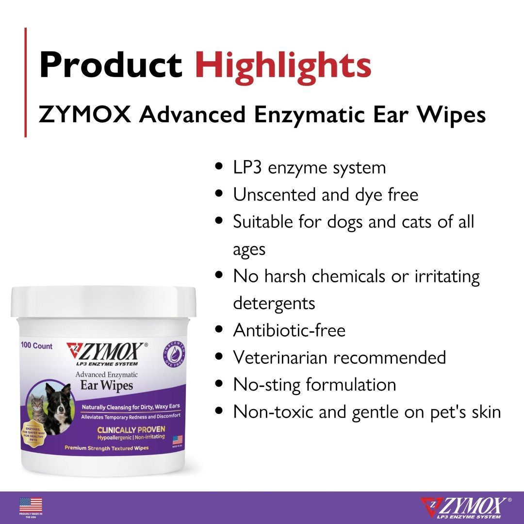 ZYMOX Advanced Enzymatic Ear Wipes ZYMOX