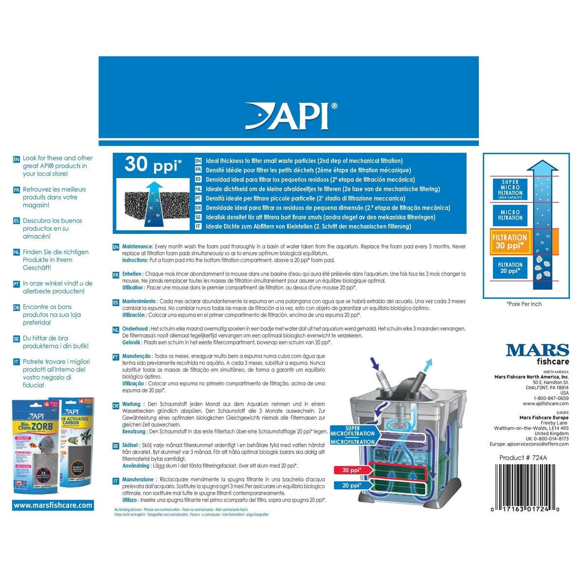 API Filstar XP Filtration Foam 30 PPI API