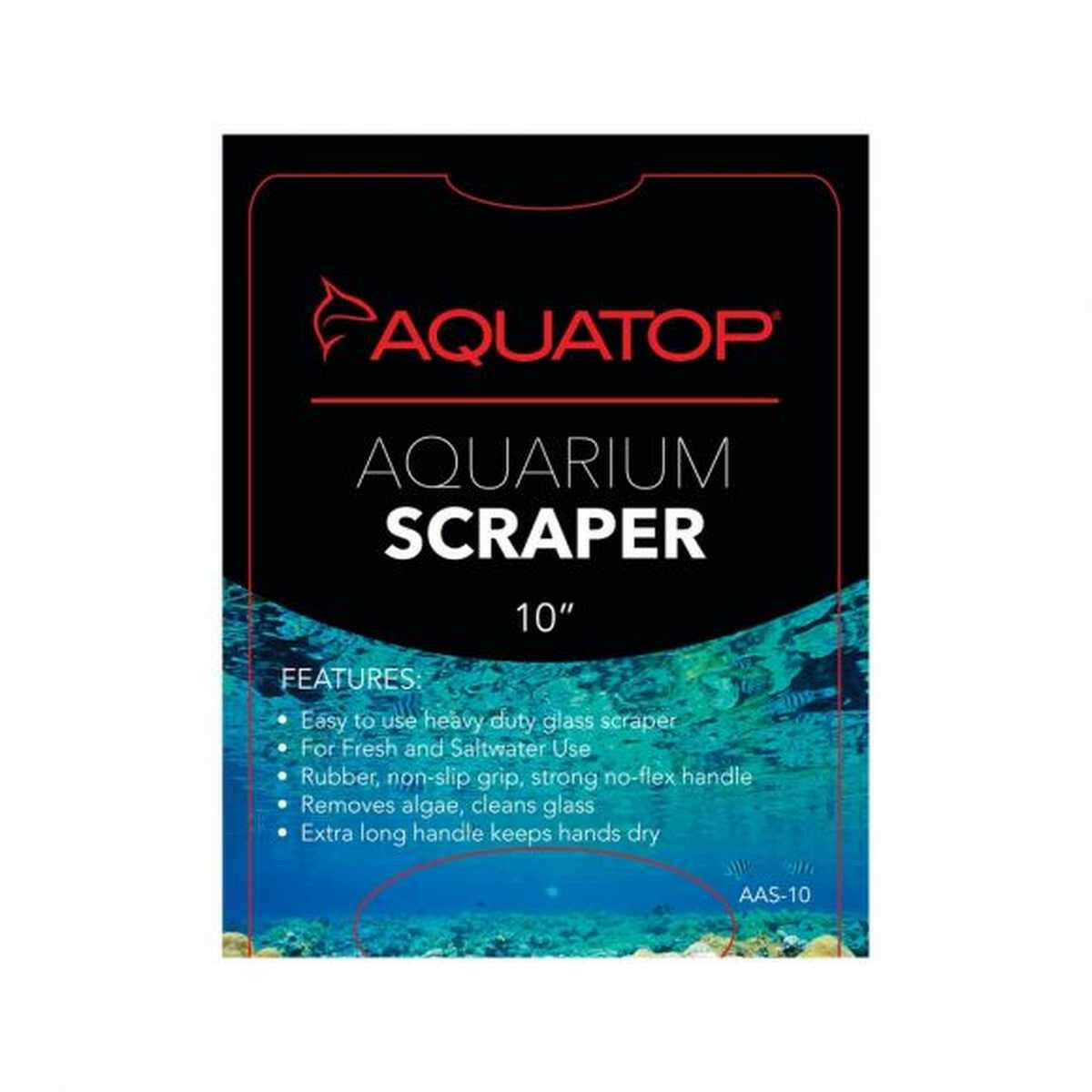 AQUATOP 10" Heavy-Duty Aquarium Scraper with Stainless Steel Blade and Extra Long Handle, AAS-10 Aquatop