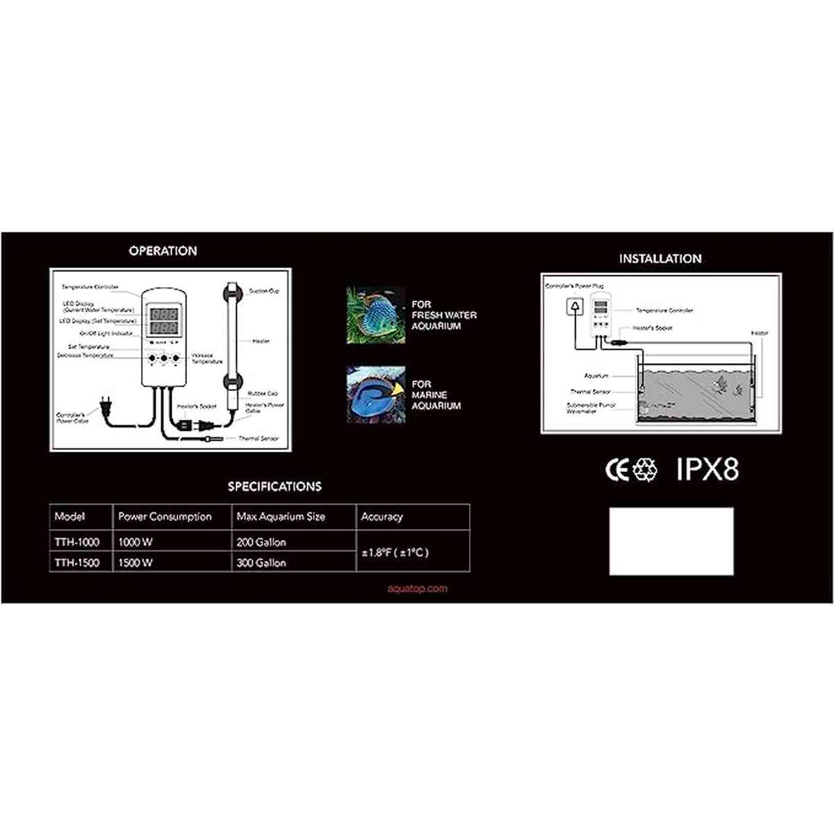 AQUATOP 1000W Hercules Titanium Heater with Digital Controller – TTH-1000 Aquatop