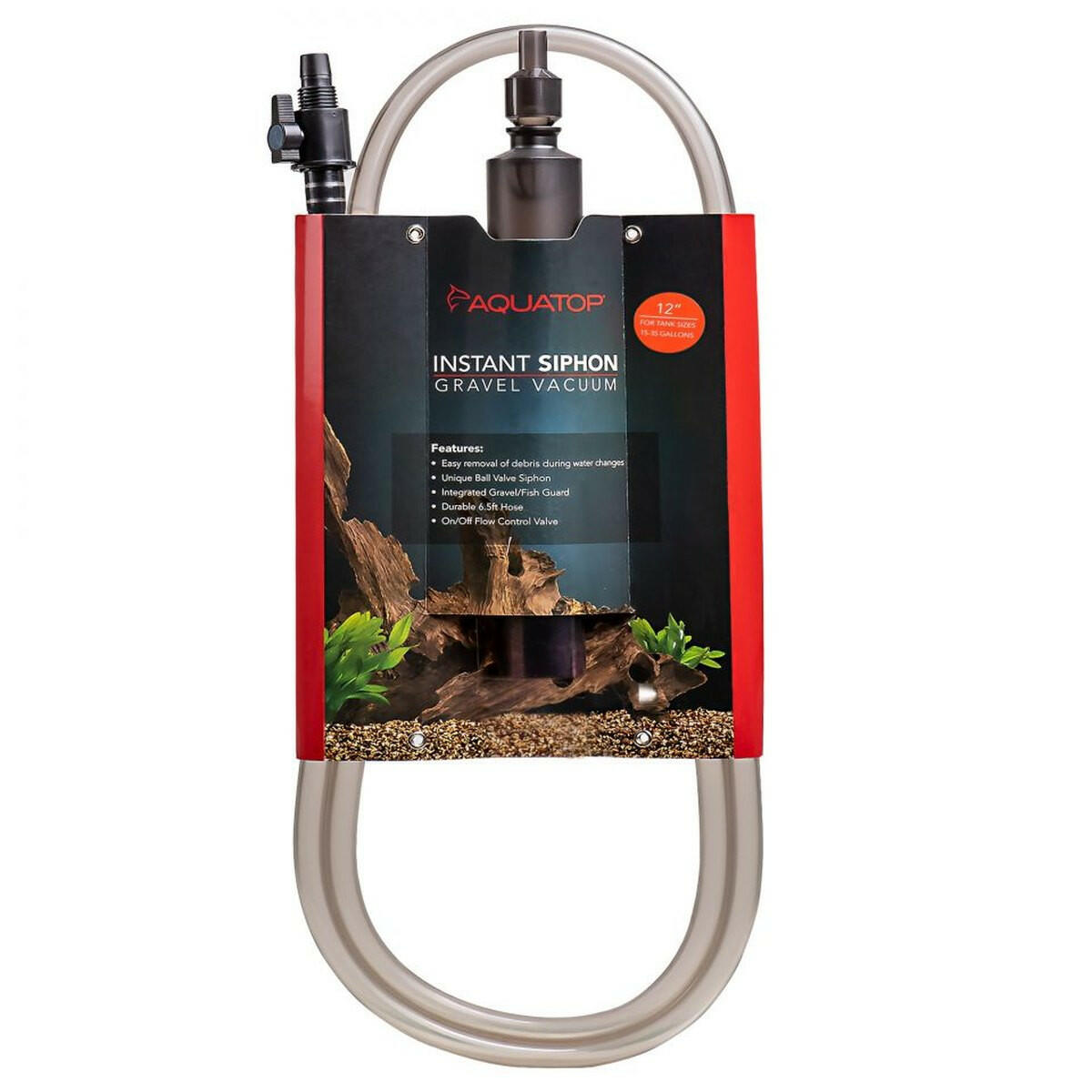 AQUATOP 12" Gravel Vacuum Cleaner with Instant Siphon & Gravel/Fish Guard – AGV-12 Aquatop