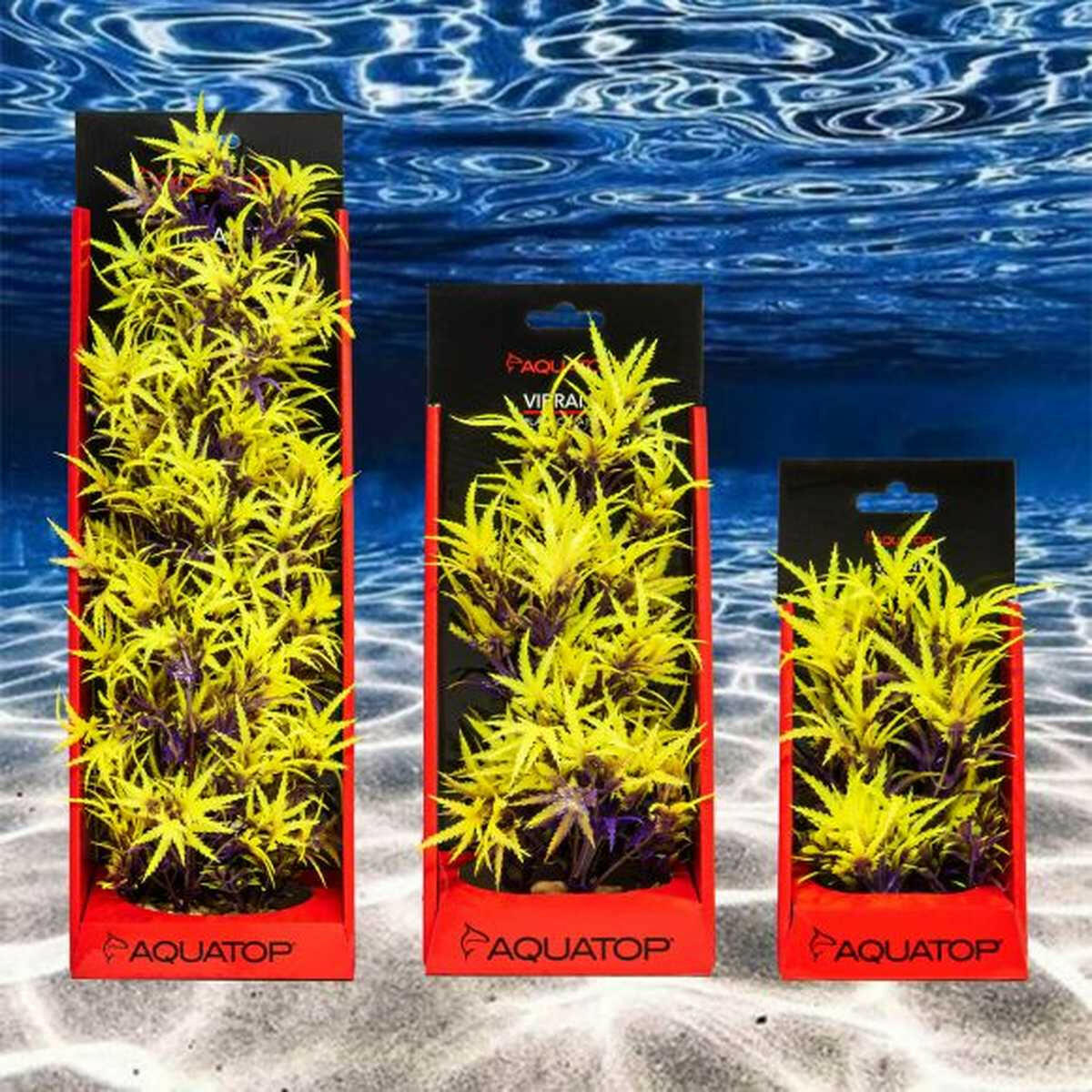 AQUATOP 10" Olive Cannabis Plastic Plant with Weighted Base for Aquariums, PD-FCO10 Aquatop