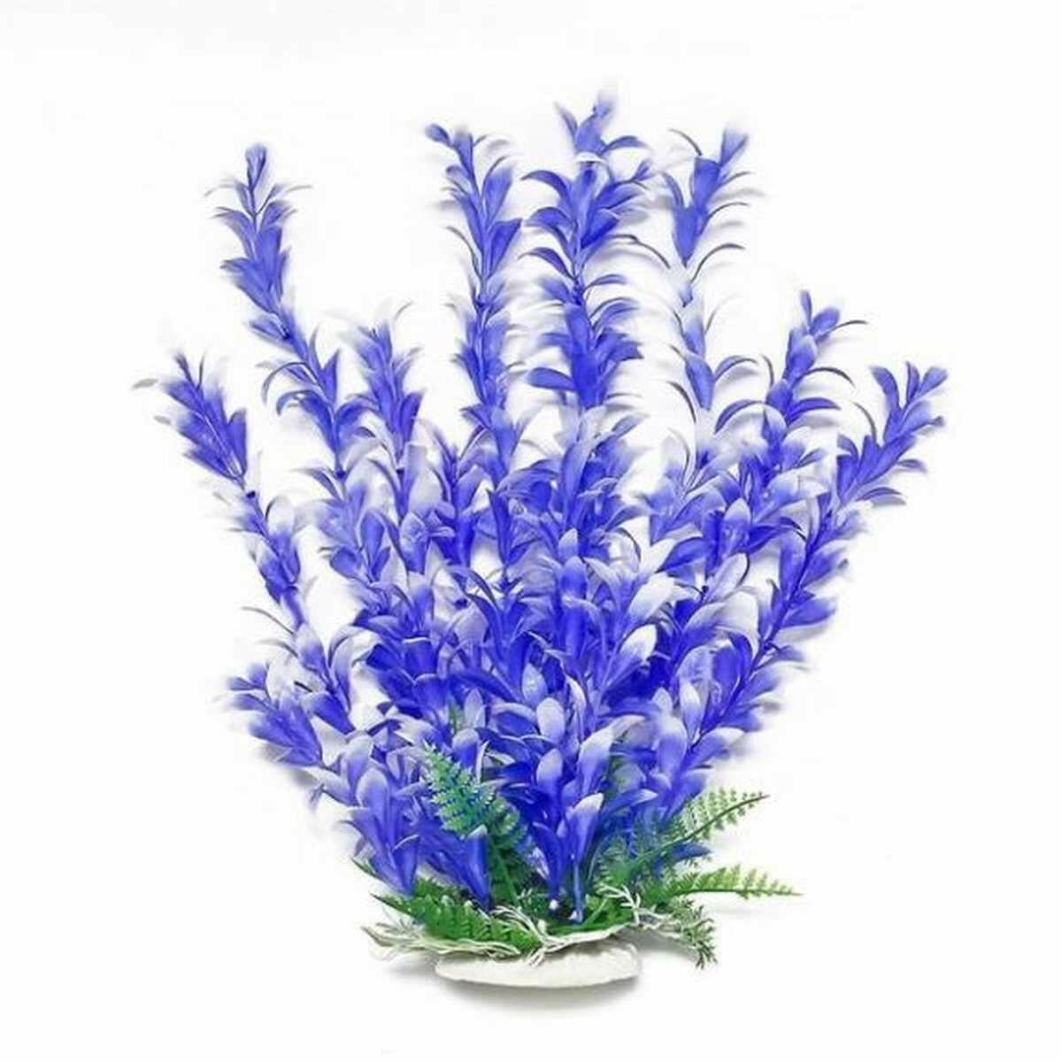 AQUATOP 20" Blue/White Bacopa-like Plastic Plant with Weighted Base for Aquariums (PD-BH30).