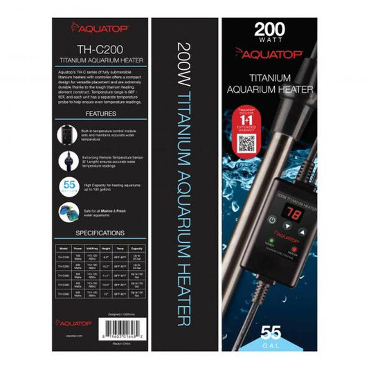 AQUATOP 200W Titanium Heater with Controller for Aquariums up to 55 Gallons TH-C200 Aquatop