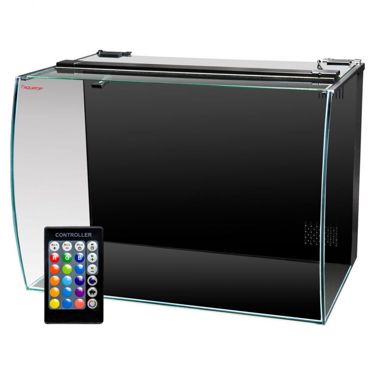 AQUATOP 21.6 Gallon Bow Front Glass Aquarium Kit with Filter and LED Lighting - All in One, BFK-21 Aquatop