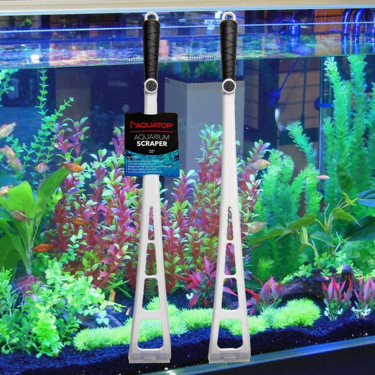 AQUATOP 22" Heavy-Duty Aquarium Scraper with Stainless Steel Blade and Extra Long Handle, AAS-14 Aquatop