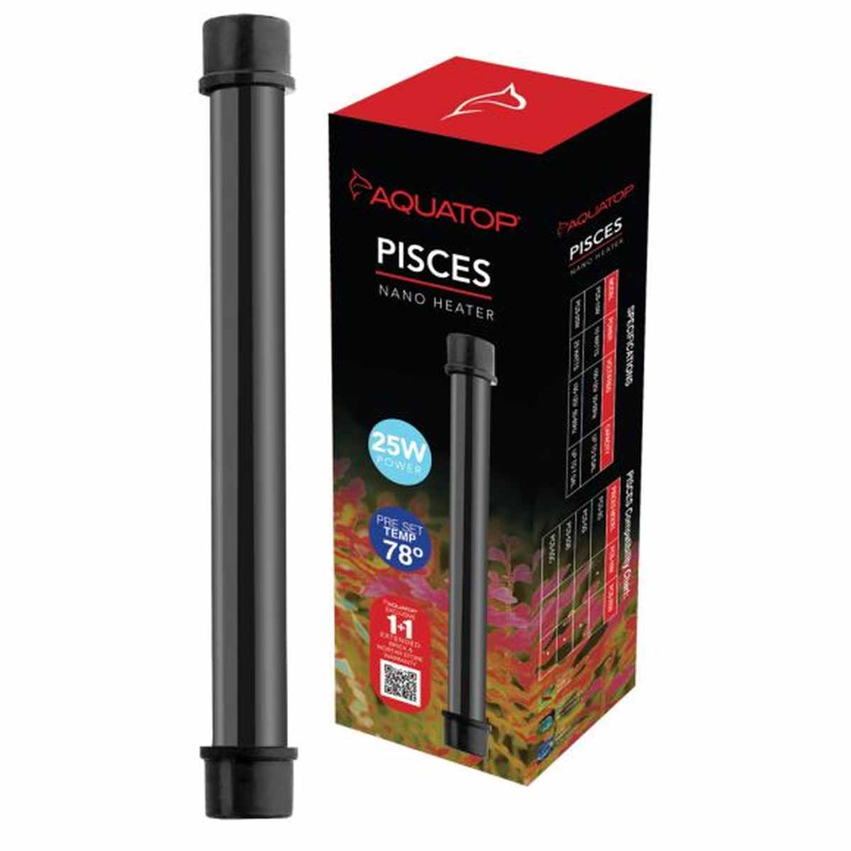 AQUATOP 25W Pisces Nano Heater – Fully Submersible for Fish Tanks Up to 8 Gallons PCS-25W Aquatop