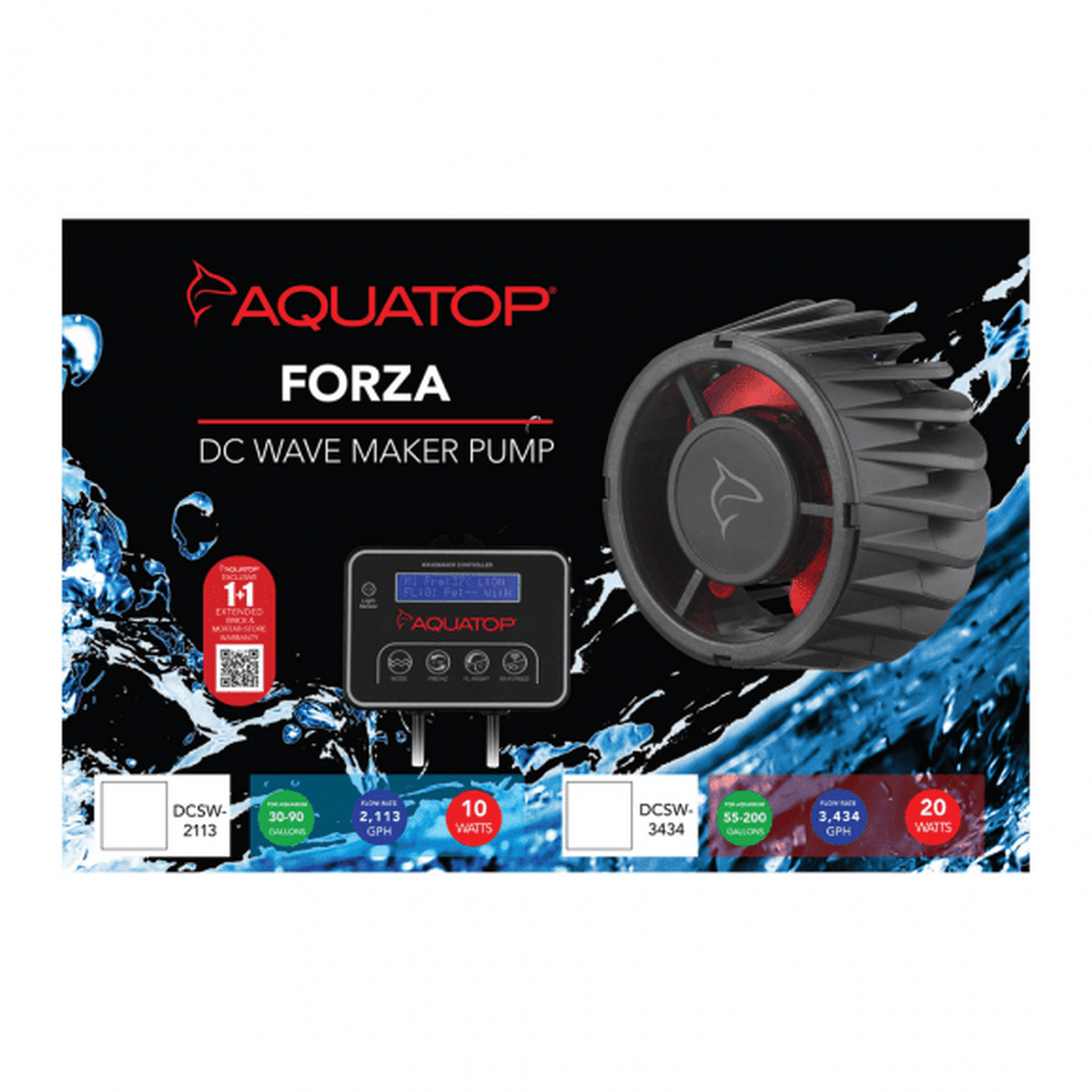 AQUATOP 3,434 GPH MaxFlow Slim DC 20W Wave Maker with Controller, MWV-3400SLIM Aquatop