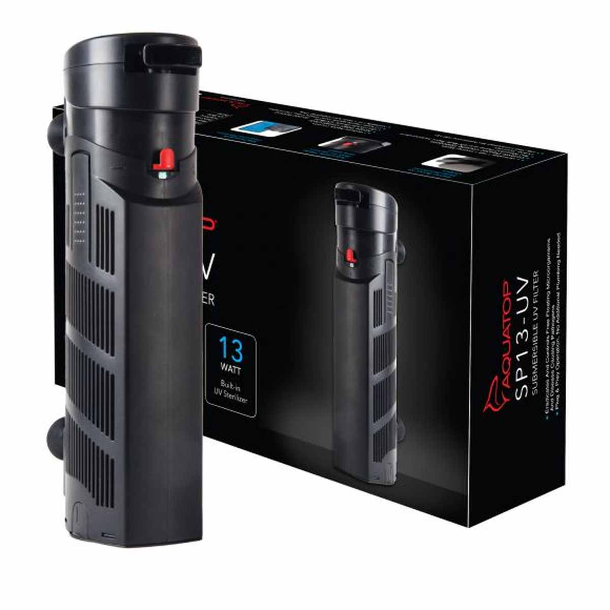 AQUATOP 395 GPH Internal Submersible Filter, Crystal Clear Water, Adjustable Flow Rate SP13-UV Aquatop