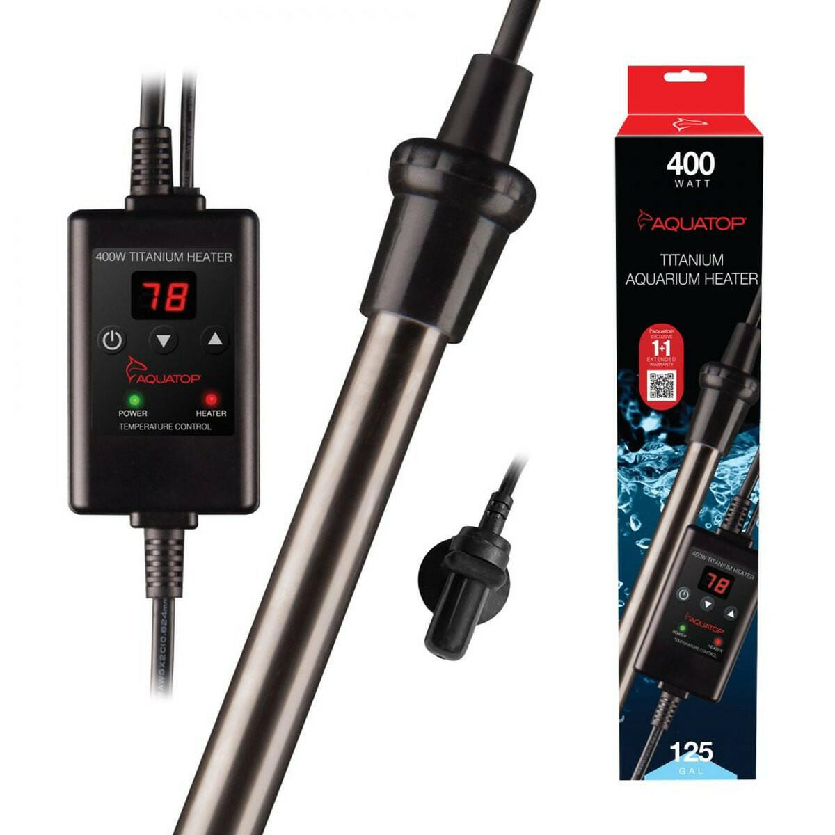 AQUATOP 400W Titanium Heater with Controller for Aquariums up to 125 Gallons (TH-C400