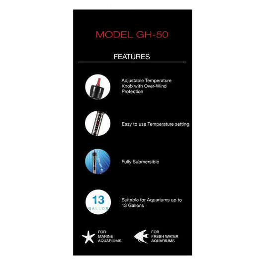AQUATOP 50W Submersible Glass Heater – GH-50W Aquatop