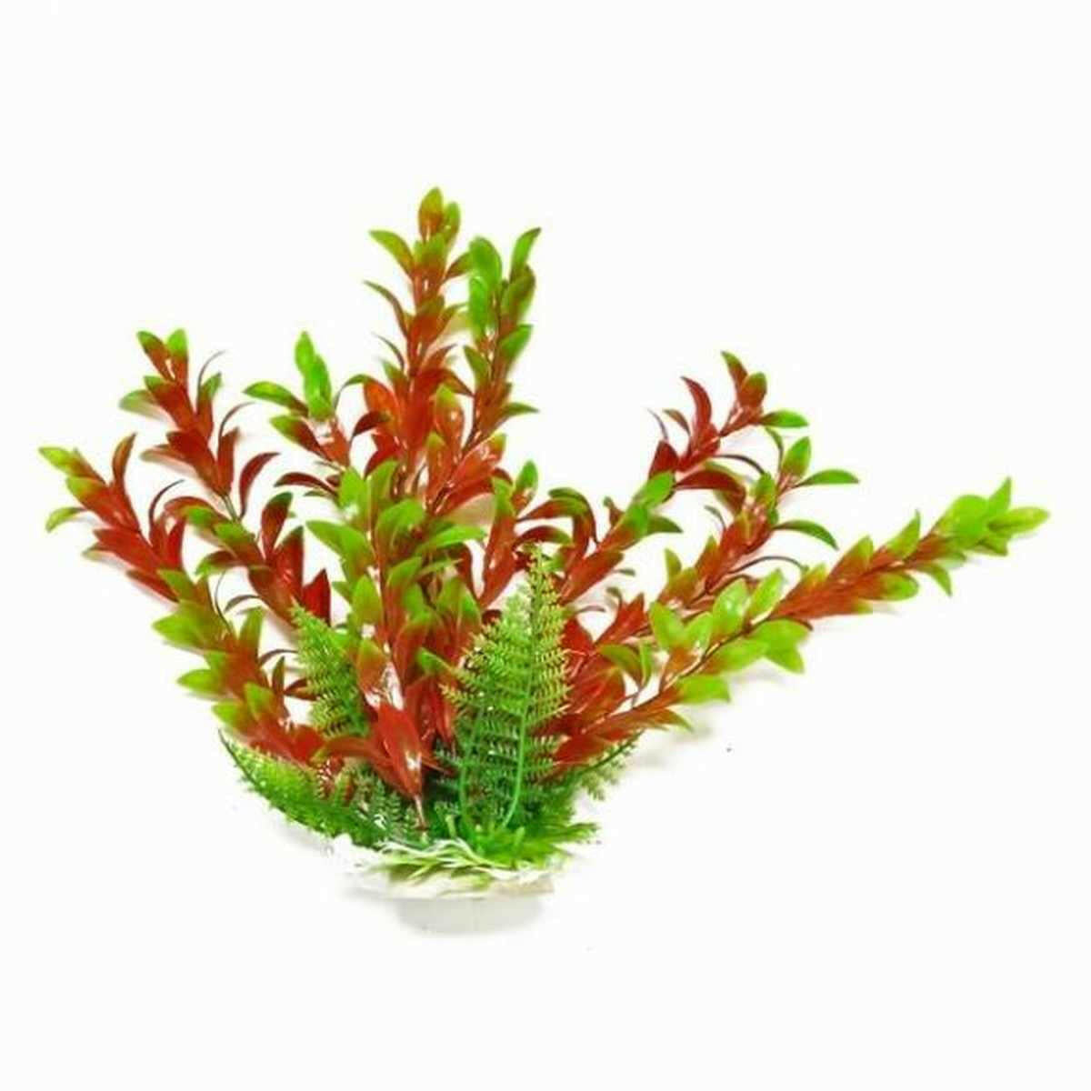 AQUATOP 6"-20" Green/Red Hygro-Like Plastic Plant with Weighted Base Aquatop