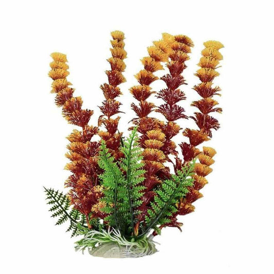 AQUATOP 6"-20" Red/Orange Cabomba-like Plastic Plant with Weighted Base for Aquariums Aquatop