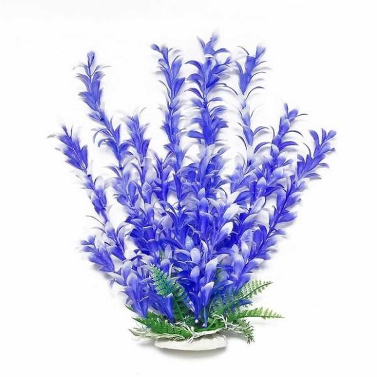 AQUATOP 6" Blue/White Bacopa-like Plastic Plant with Weighted Base for Aquariums PD-BH26 Aquatop