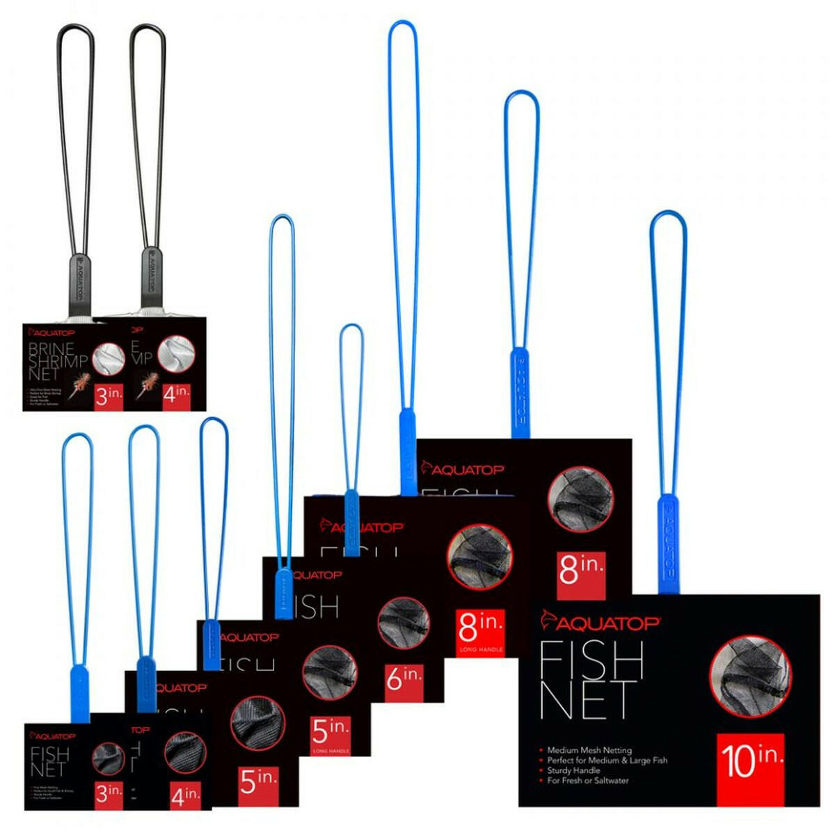 AQUATOP 4" Fine Mesh Aquarium Fish Net with 10-inch Handle, AQ-FN04F.