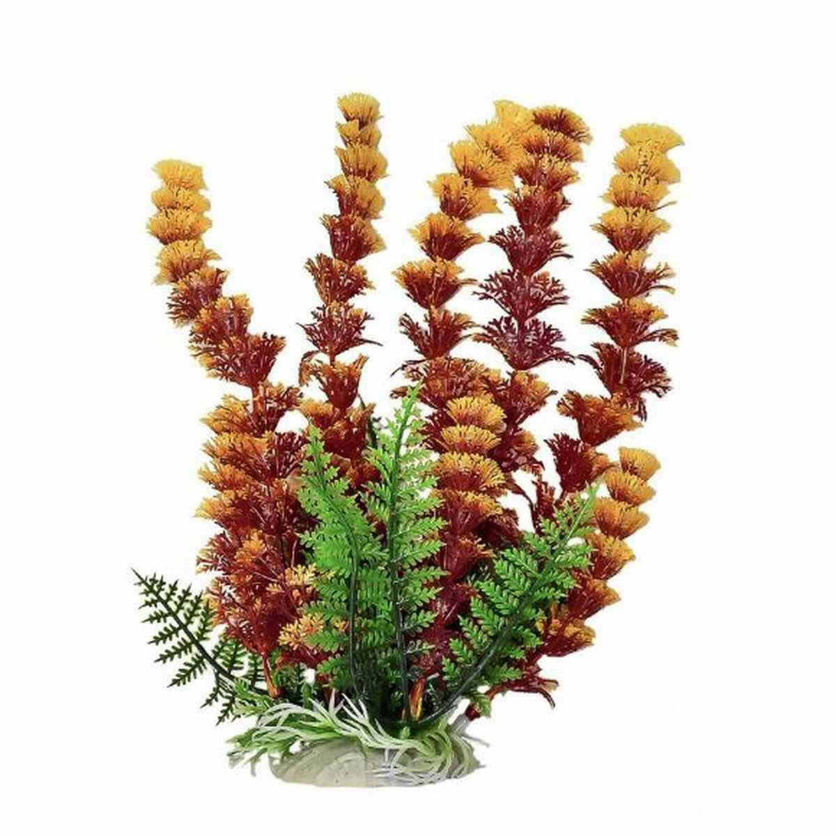 AQUATOP 6" Red/Orange Cabomba-like Plastic Plant with Weighted Base for Aquariums (PD-BH41).