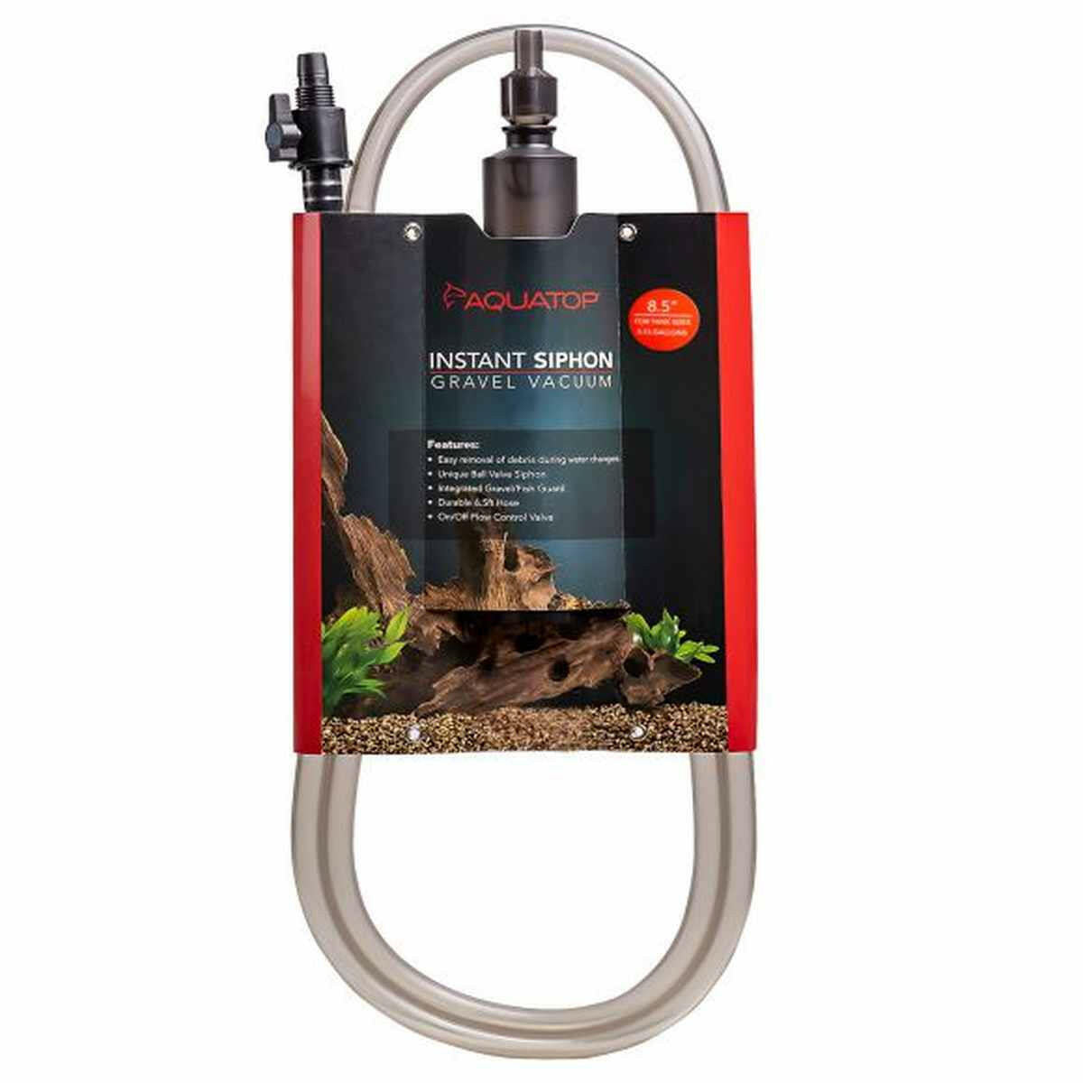 AQUATOP 8.5" Gravel Vacuum Cleaner with Instant Siphon & Gravel/Fish Guard – AGV-08 Aquatop