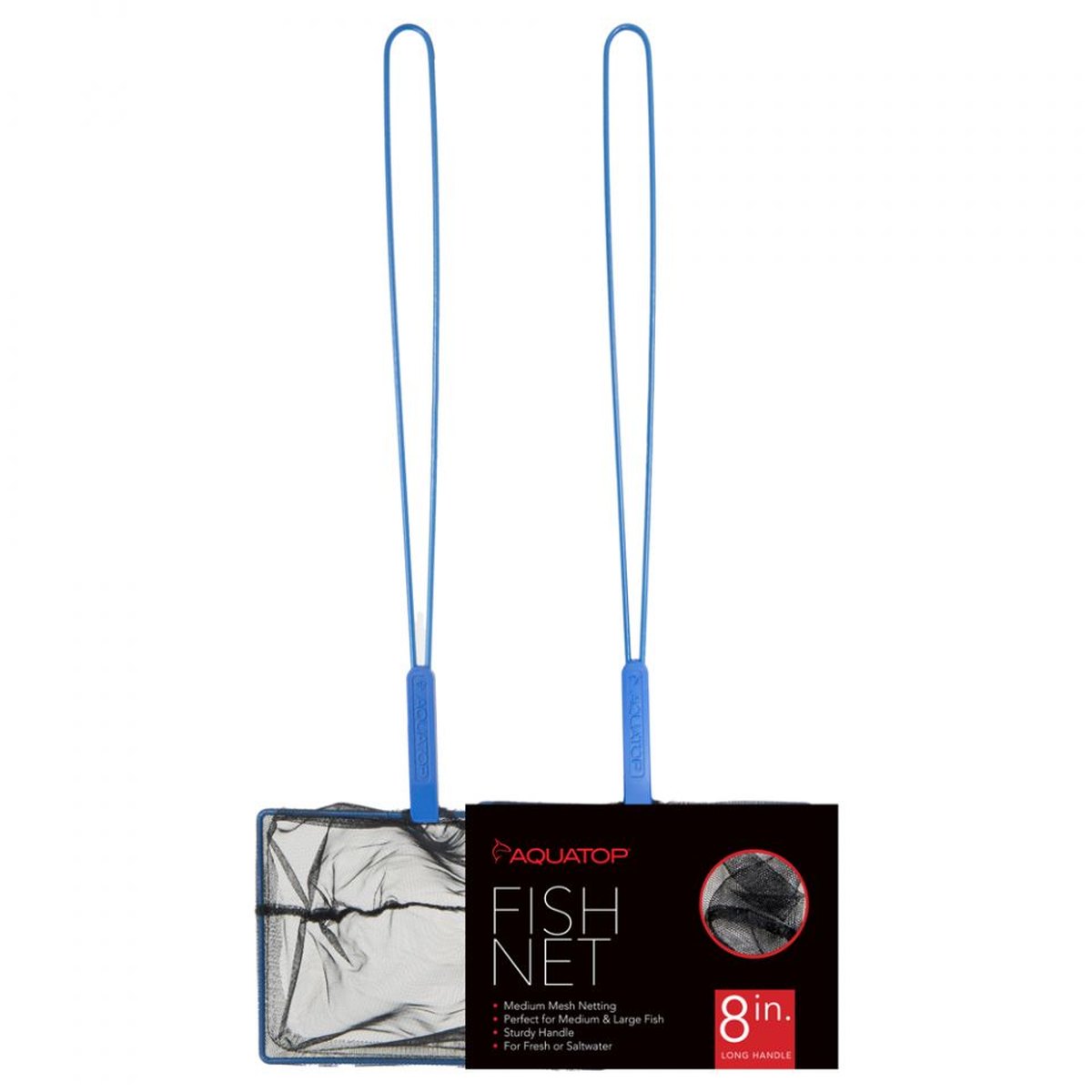 AQUATOP 8" Medium Mesh Aquarium Fish Net with 18.5-Inch Long Handle, AQ-FN08ML Aquatop