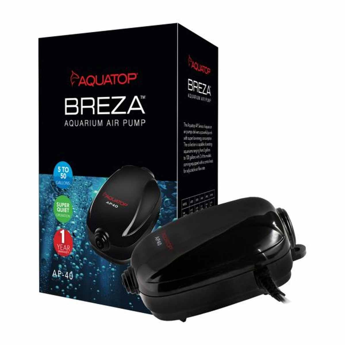 AQUATOP Breza AP-40 Single Outlet Air Pump - Reliable, Low-Noise for Tanks up to 50 Gal Aquatop
