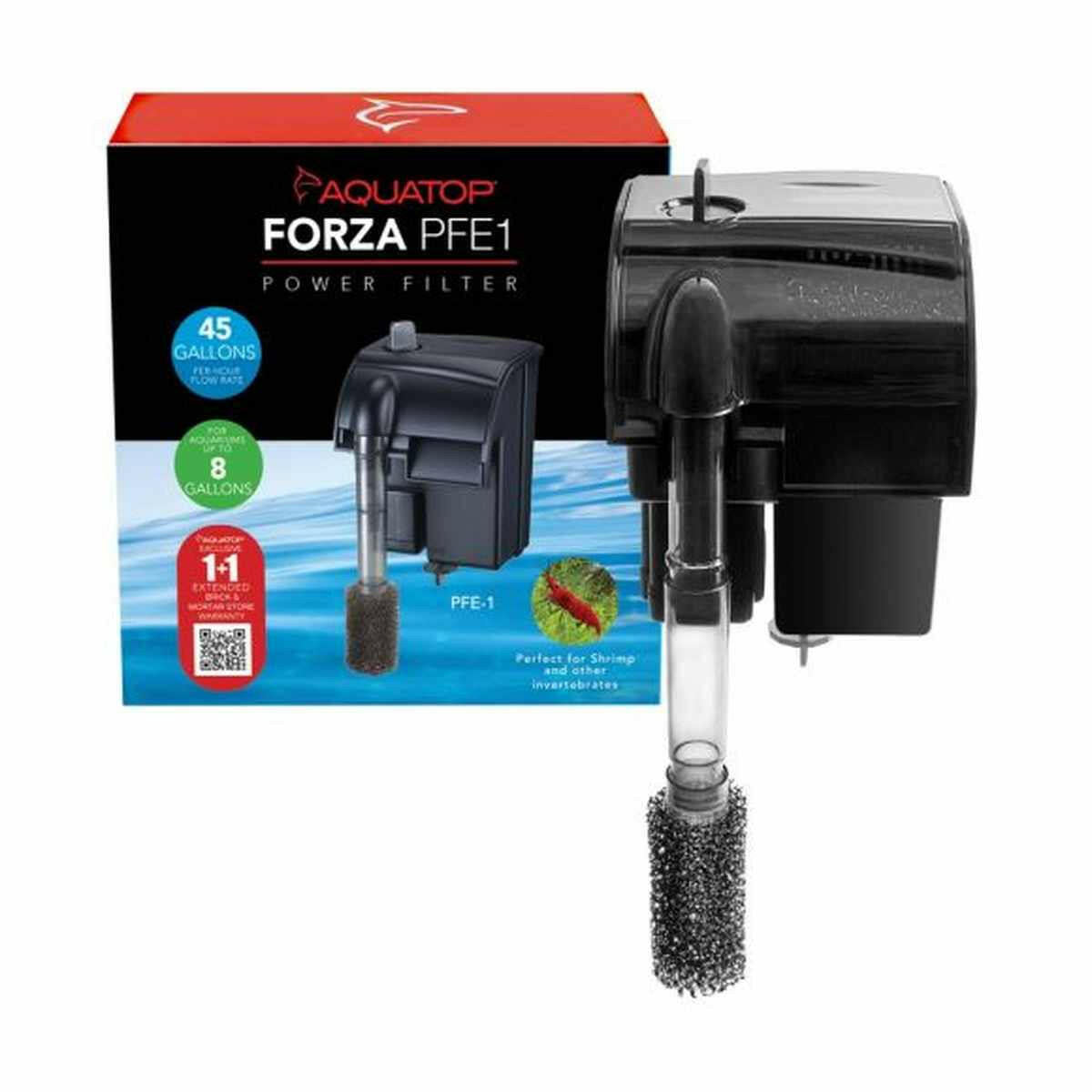 AQUATOP Forza 45 GPH Power Filter for 5-15 Gallon Aquariums, Advanced Filtration Design PFE-1 Aquatop