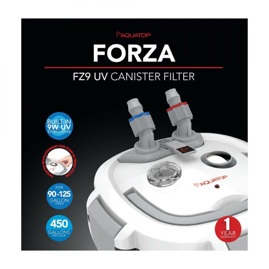 AQUATOP Forza Canister Filter - 9W UV - 450 GPH Flow Rate - for 90-125-Gal Tanks, FZ9 Aquatop