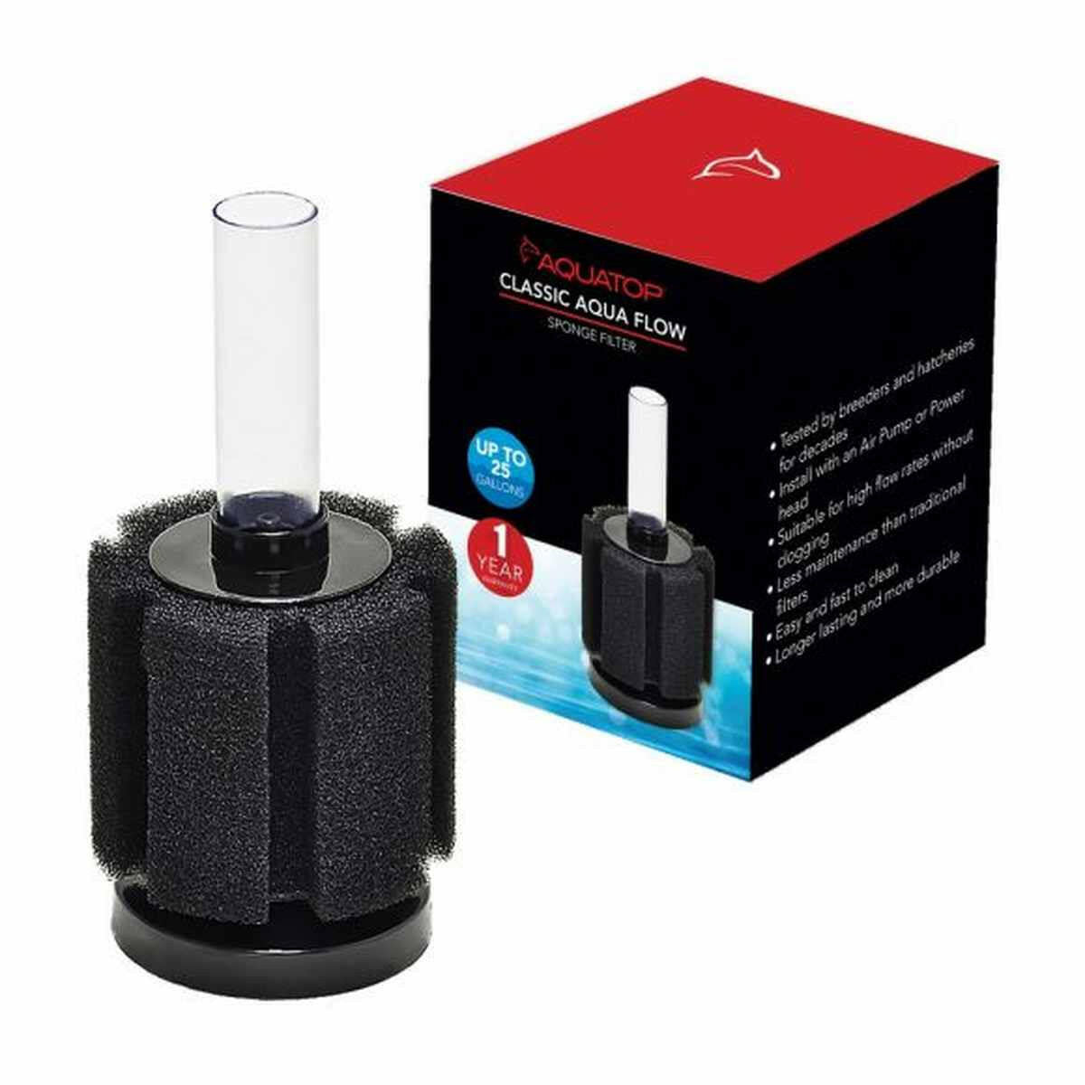 AQUATOP Internal Sponge Filter for Aquariums – For Tanks Up to 25 Gallons (CAF-25