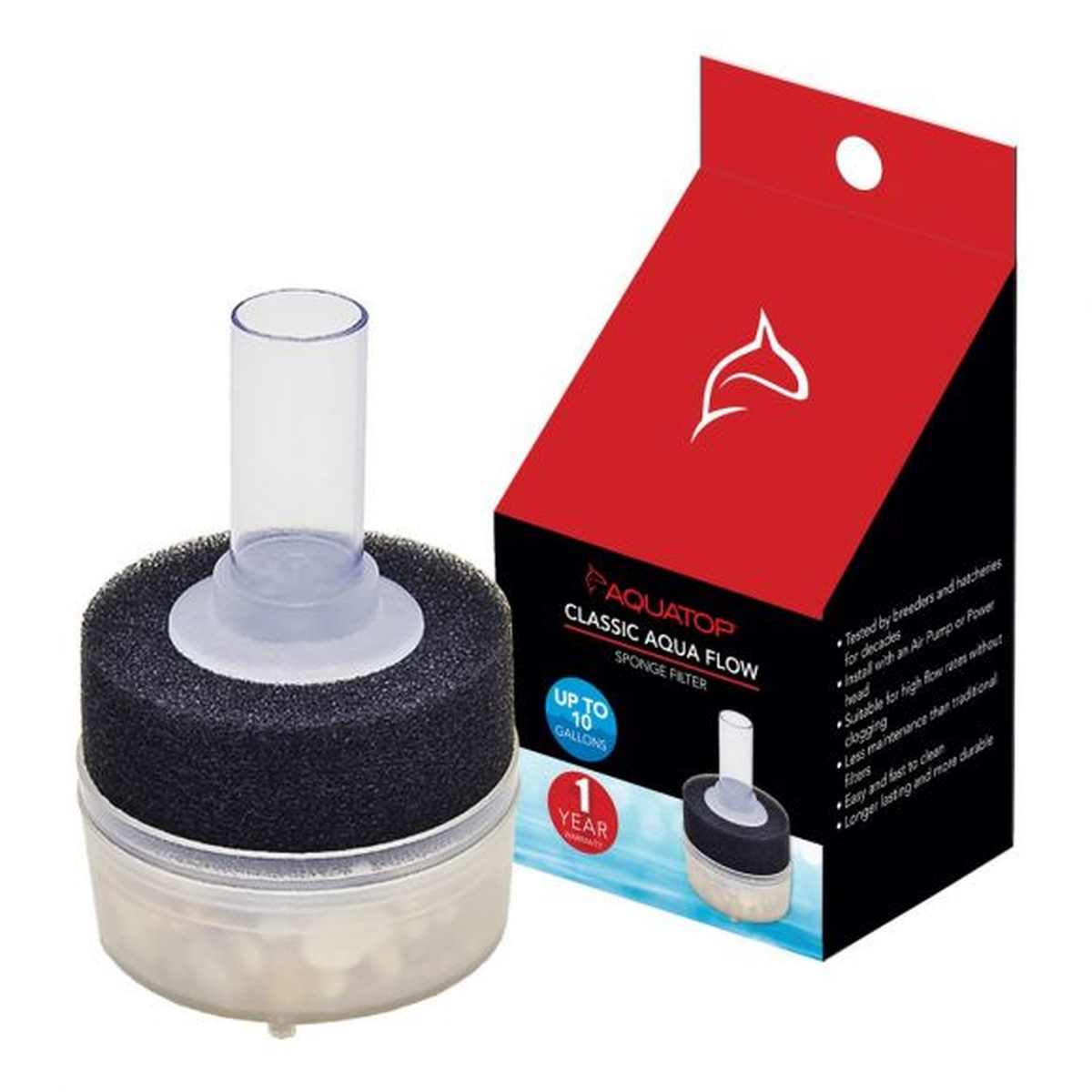 AQUATOP Internal Sponge Filter for Aquariums – For Tanks Up to 10 Gallons CAF-10 Aquatop