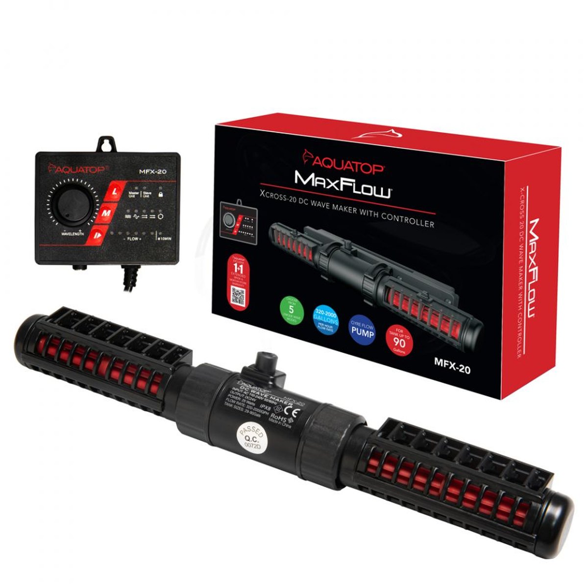 AQUATOP MaxFlow X-Cross DC Wave Maker 2000 GPH with Controller – MFX-20 Aquatop