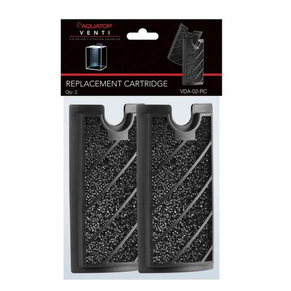 AQUATOP Replacement Carbon Filtration Cartridge 2-Pack for Venti VDA Aquariums VDA-02-RC Aquatop