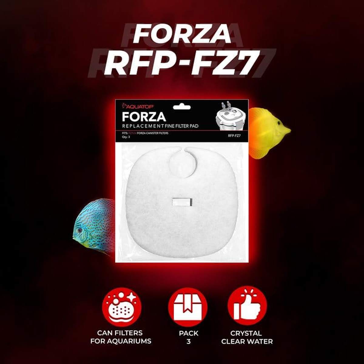 AQUATOP Replacement White Filter Pads 3-Pack for Forza FZ7 Canister Filters, RFP-FZ7 Aquatop
