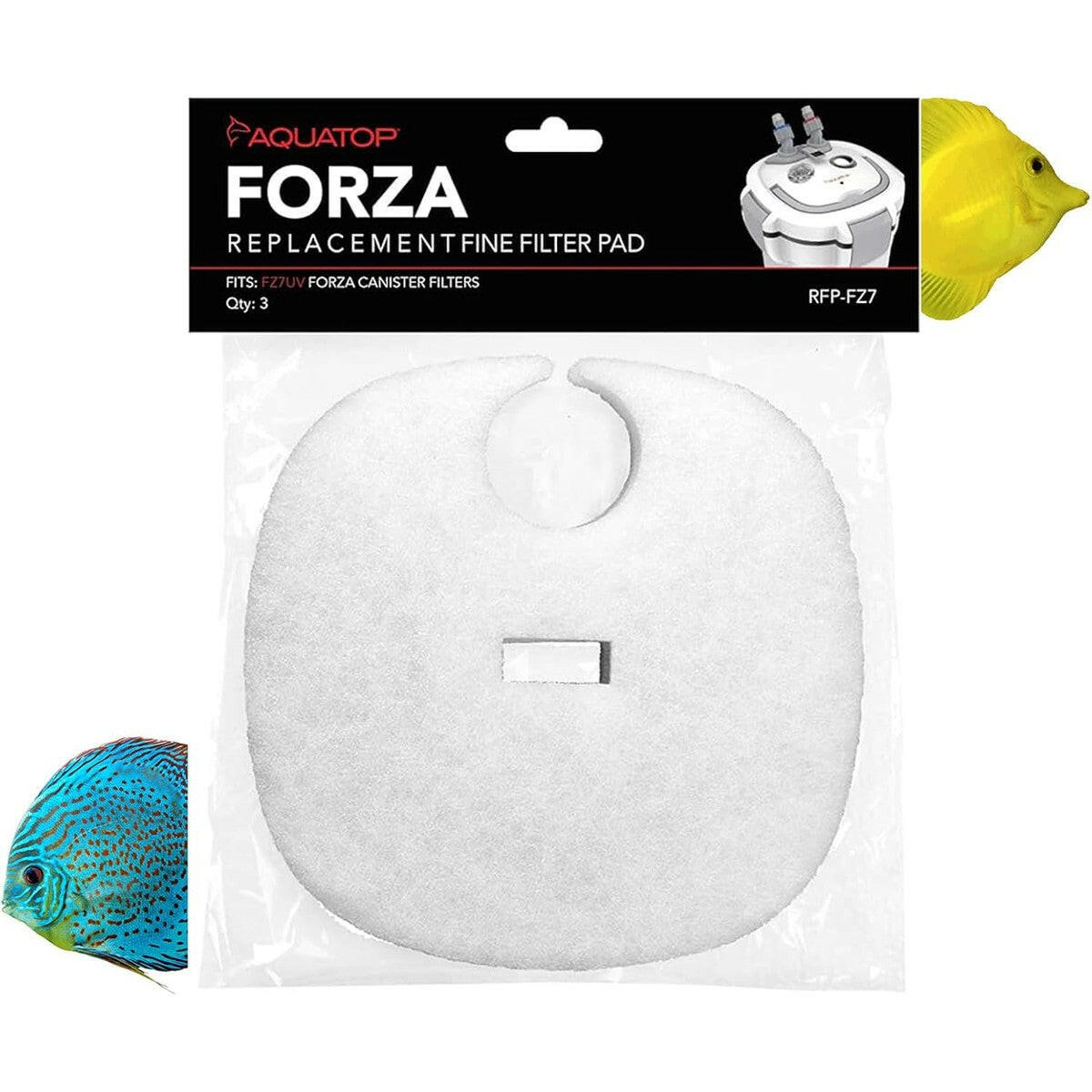 AQUATOP Replacement White Filter Pads 3-Pack for Forza FZ7 Canister Filters, RFP-FZ7.