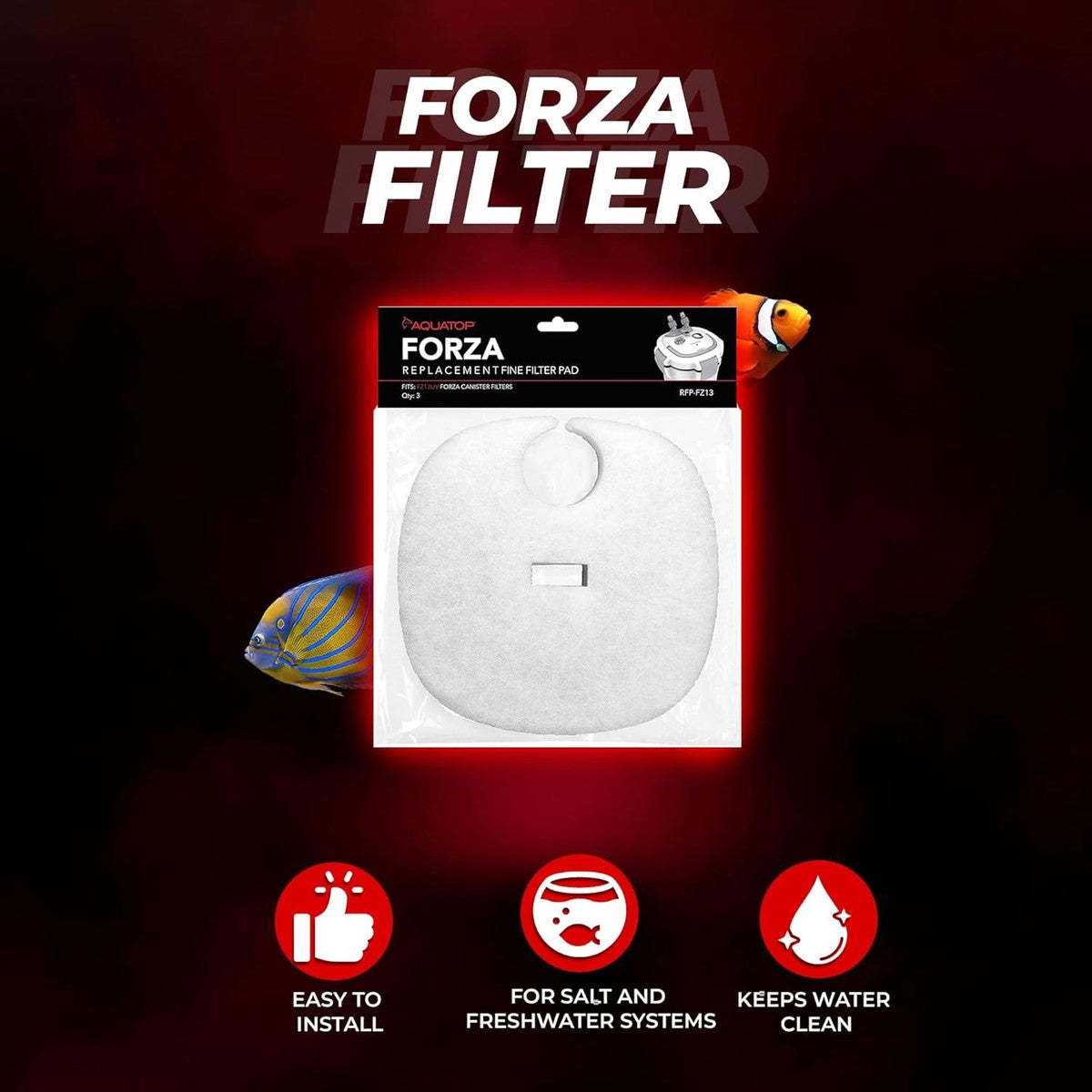 AQUATOP Replacement White Filter Pads 3-Pack for Forza FZ13 Canister Filters, RFP-FZ13 Aquatop