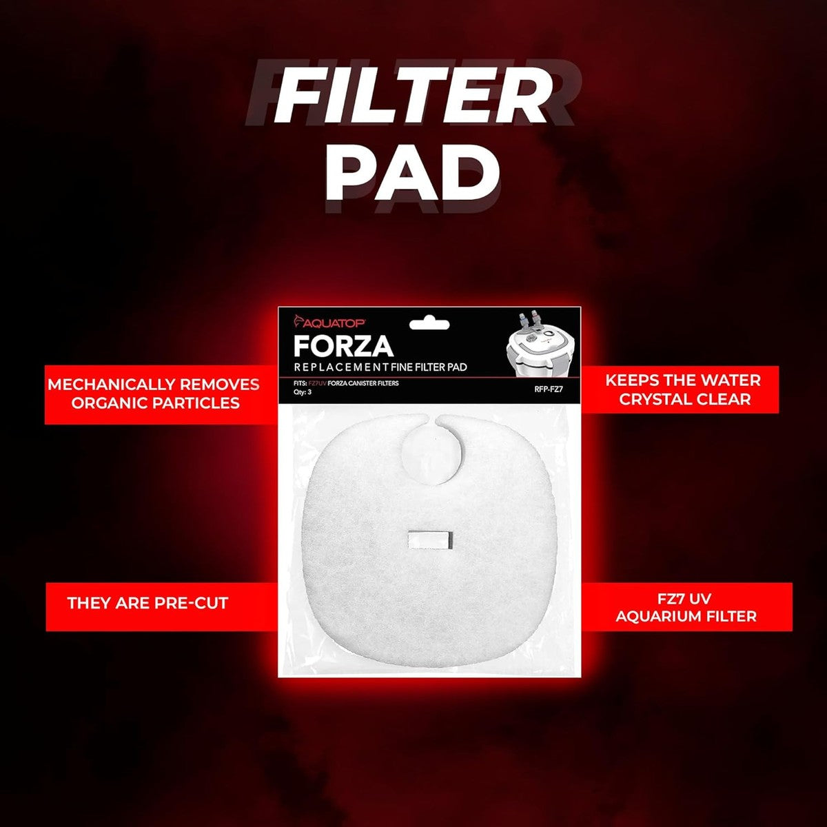 AQUATOP Replacement White Filter Pads 3-Pack for Forza FZ7 Canister Filters, RFP-FZ7 Aquatop