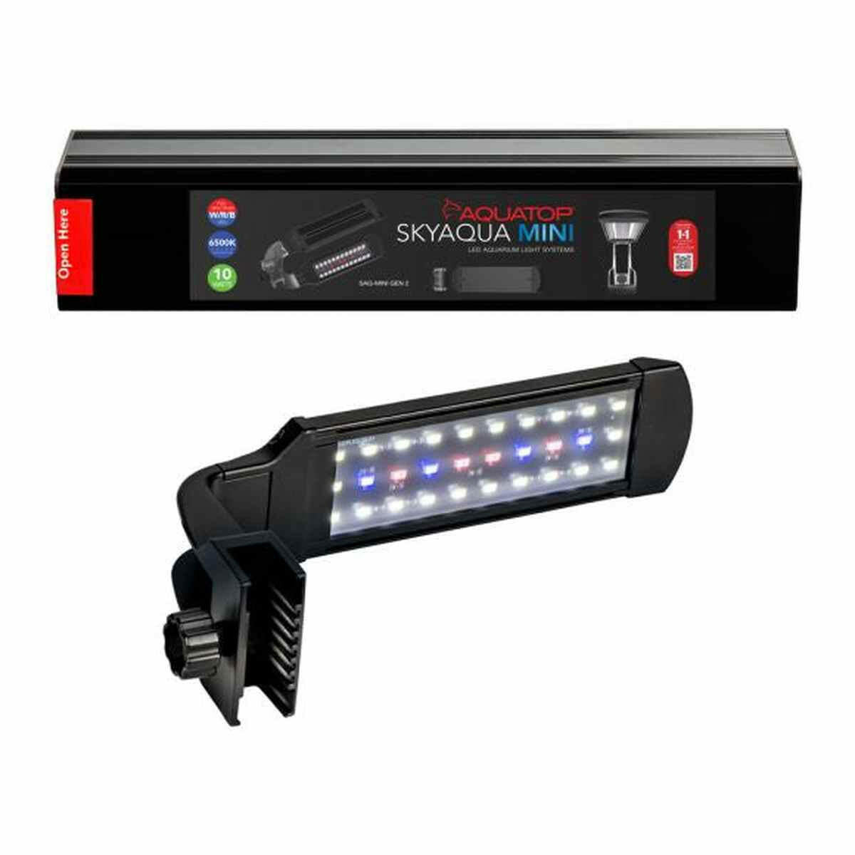 AQUATOP SkyAqua 10" Mini Clamp-On Aquarium LED Light (W/RGB) with Multi-Mode Power Switch (SAQ-MINI