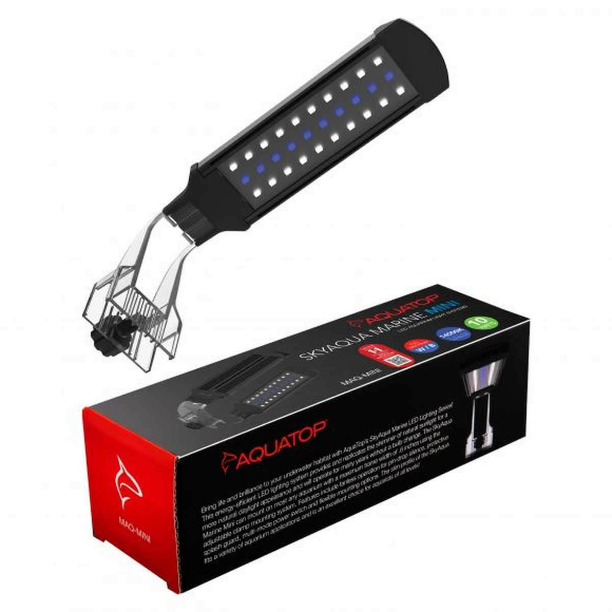 AQUATOP SkyAqua Marine Mini LED Aquarium Light, 14000K Spectrum - 3 Position Toggle Switch MAQ-MINI Aquatop