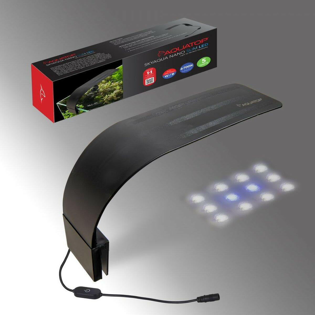 AQUATOP SkyAqua Nano Slim LED Light for Rimless Aquariums 5W (NLL-01