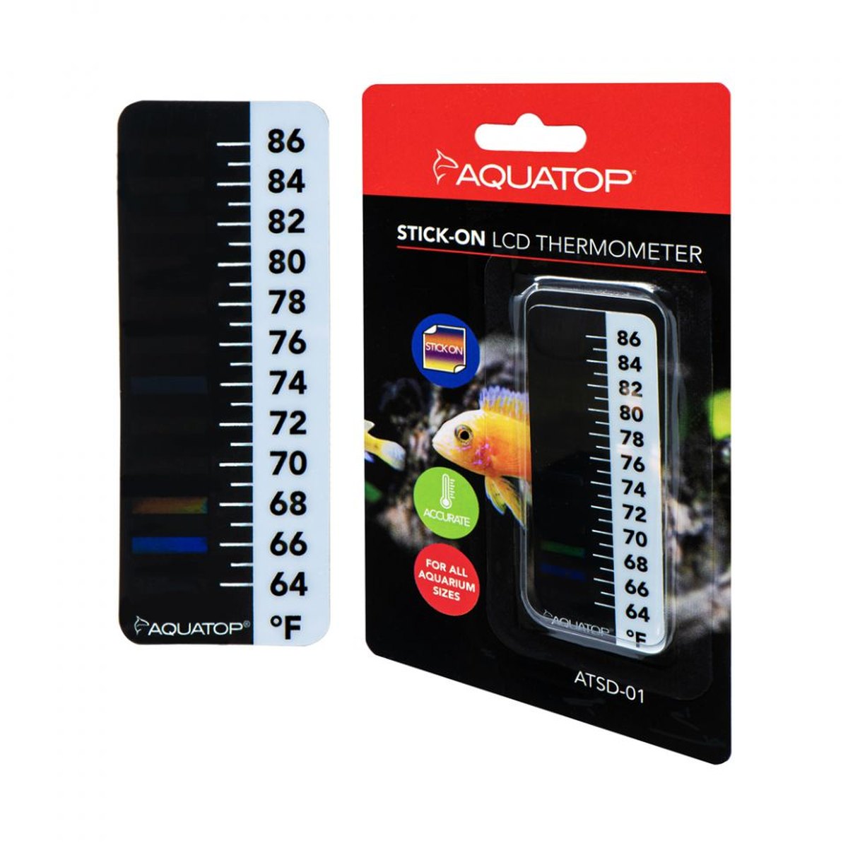 AQUATOP Stick-on LCD Digital Thermometer 1 x 2.5 inches, 64-86°F – ATSD-01 Aquatop