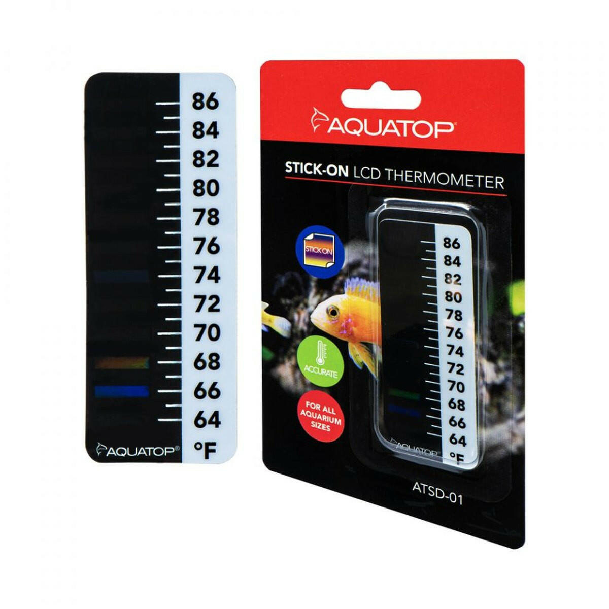 AQUATOP Stick-on LCD Digital Thermometer (1 x 2.5 inches, 64-86°F) – ATSD-01