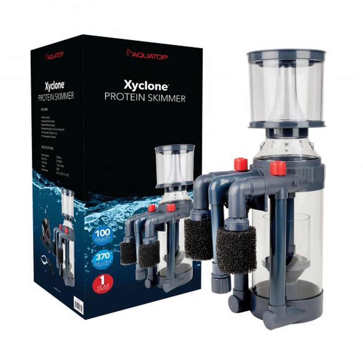 AQUATOP Xyclone Protein Skimmer 370 GPH for Up to 100-Gallon Aquariums – In-Sump/Hang-On PS-370 Aquatop