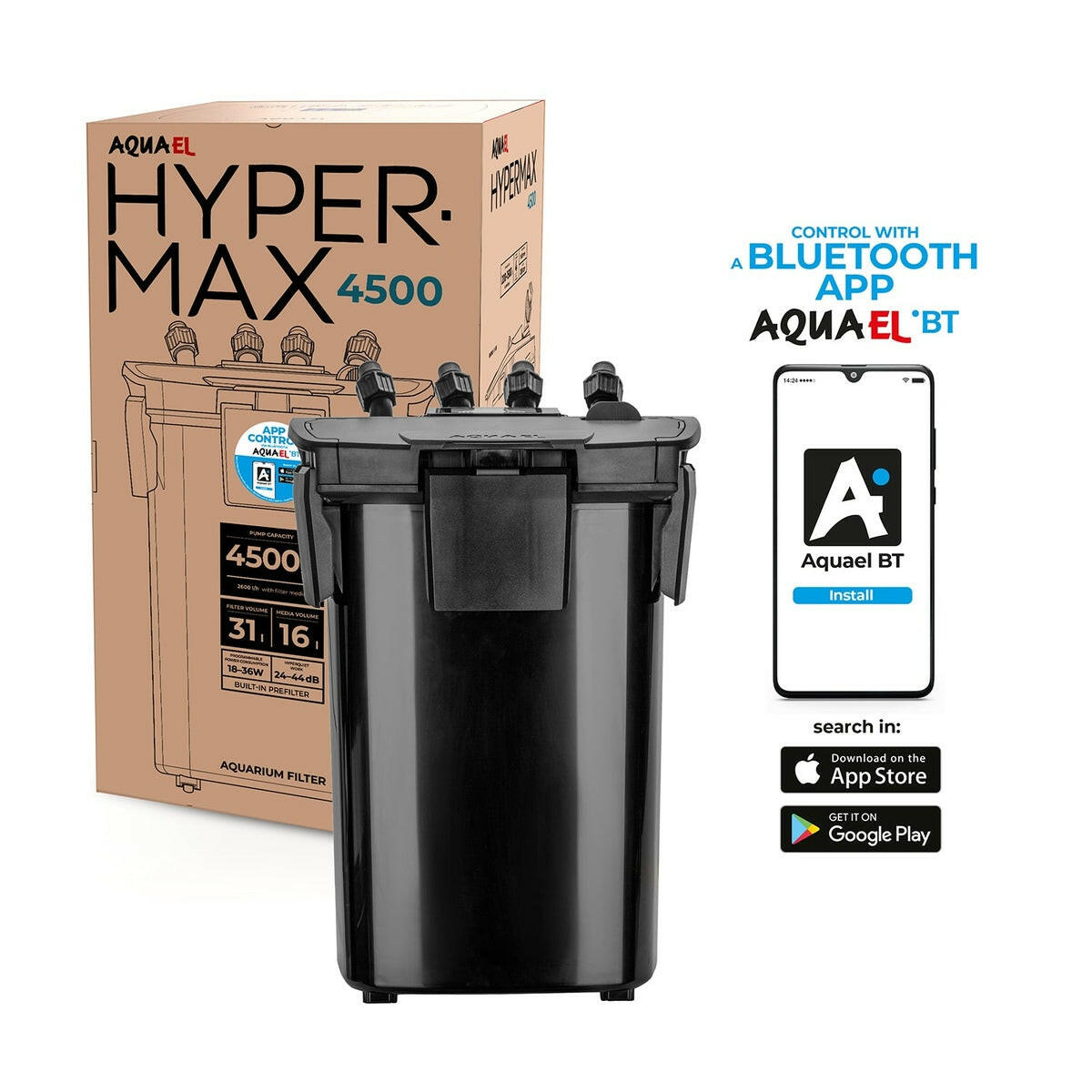 AquaEl Hypermax 4500 Canister Filter with Bluetooth.