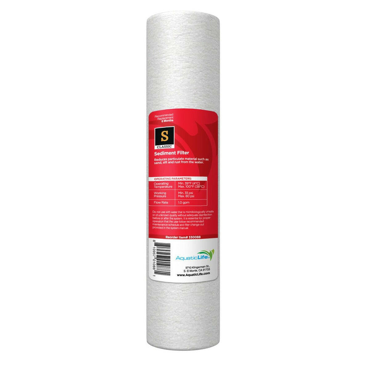 Aquatic Life 10-Inch 1-Micron Sediment Filter Cartridge Aquatic Life