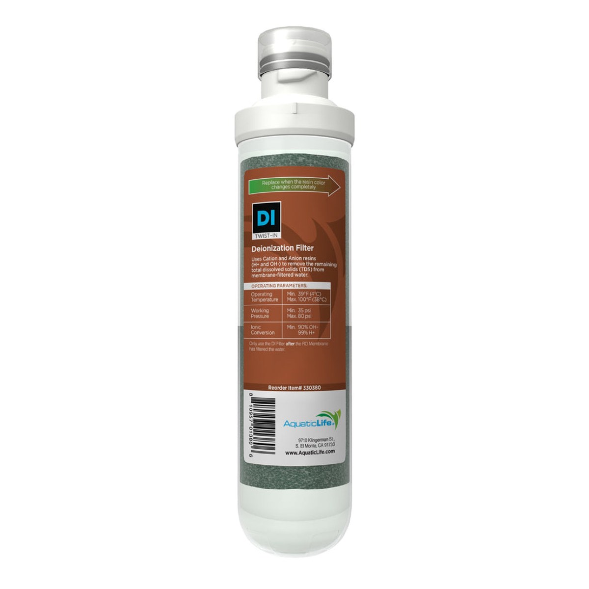 Aquatic Life Twist-In Mixed Bed Color Changing Resin Deionization Cartridge Aquatic Life