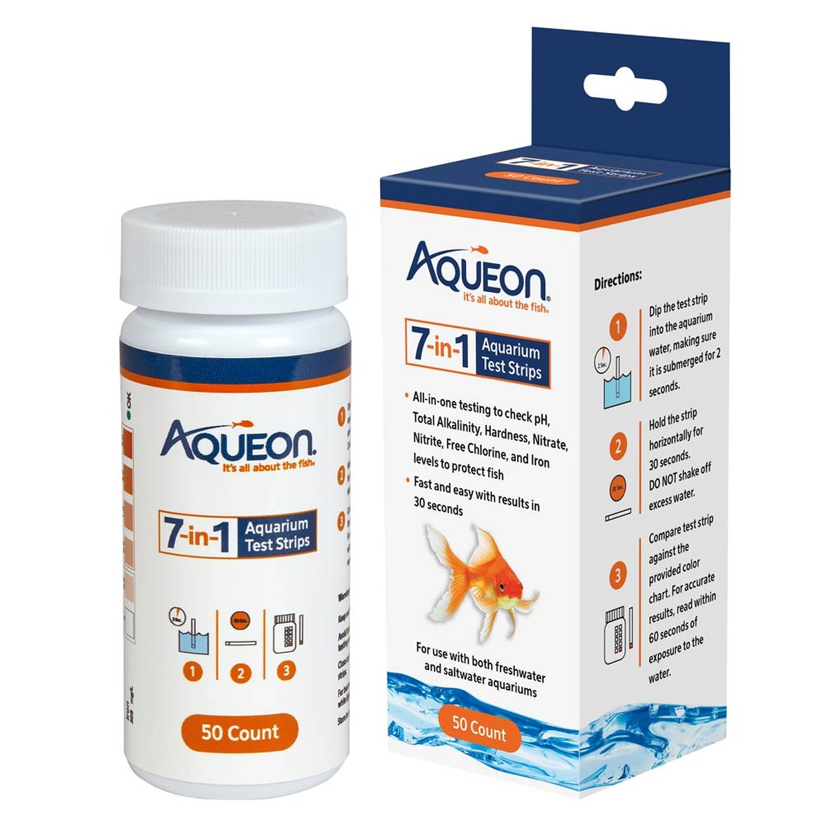 Aqueon 7-in-1 Aquarium Test Strips 50 Count Aqueon