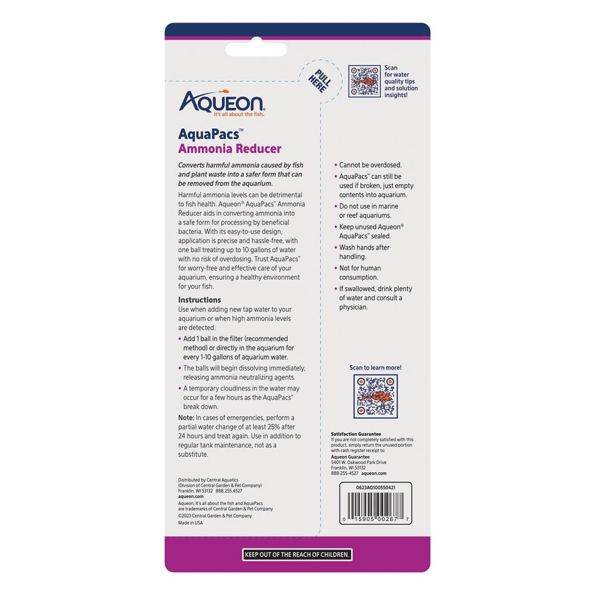 Aqueon AquaPacs Ammonia Reducer Lawn and Pets