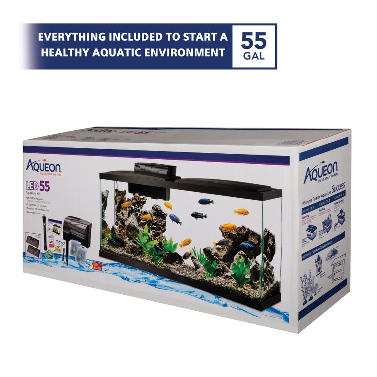 Aqueon Aquarium Starter Kit with LED Lighting 55G Aqueon