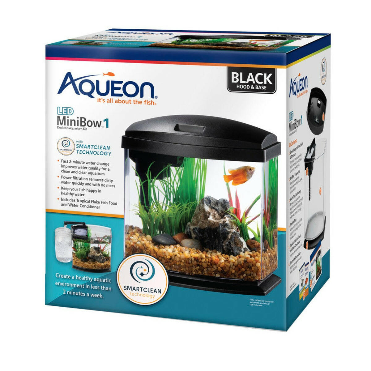 Aqueon LED MiniBow Kit with SmartClean Technology Black.