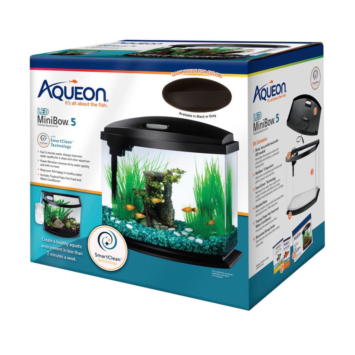Aqueon LED MiniBow Kit with SmartClean Technology Black Aqueon