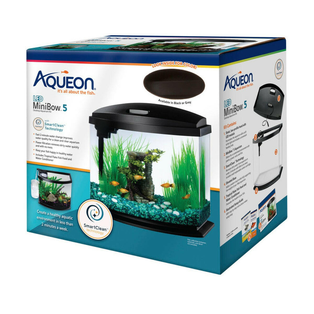 Aqueon LED MiniBow Kit with SmartClean Technology Black.